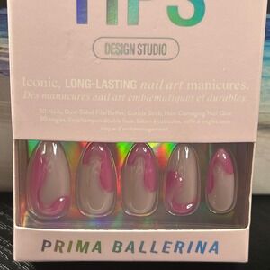 Chillhouse Design Studio Prima Ballerina Press On Nails Pink Swirl Almond New